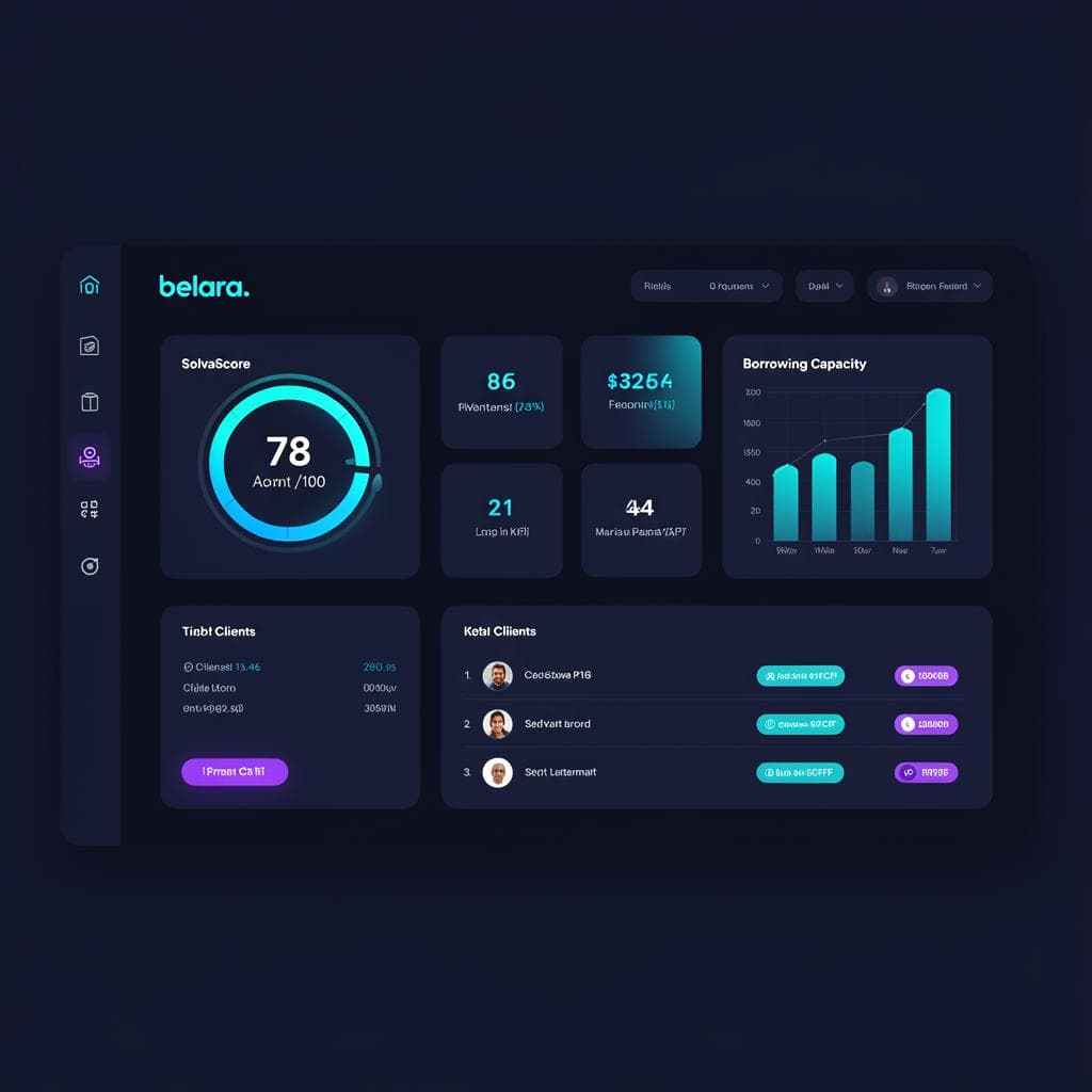 Dashboard Belara, scoring immobilier avec indicateurs financiers